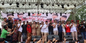 Meriahkan HUT ke-15, Tokoh Legislator dan Kader Partai Gerindra Bersatu di Lapang Pakuwon Sukabumi