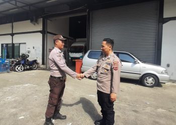 Sambang Security Gudang Shopee Express, Personel Polsek Lembursitu Sampaikan Himbauan Kamtibmas