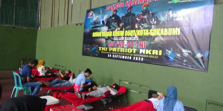 Jelang HUT TNI Kodim 0607/ Kota Sukabumi Gelar Olahraga bersama, Baksos, Pengobatan Gratis dan Donor Darah
