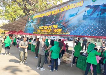 Hut TNI Ke- 78 Kodim 0607/Kota Sukabumi Gelar Bazar UMKM