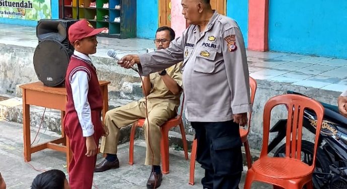 Cegah Bullying, PS Kanit Binmas dan Bhabinkamtibmas Polsek Lembursitu Berikan Pembinaan dan Penyuluhan ke Sekolah SDN Cicadas