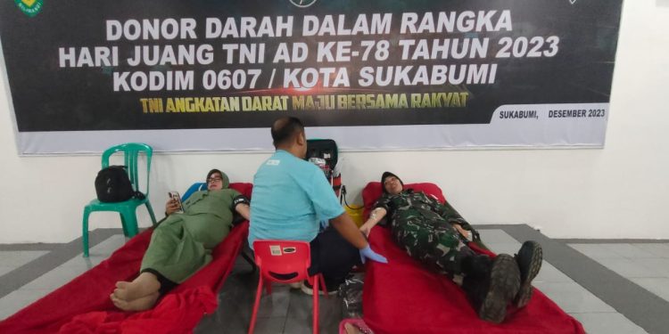 Hari Juang TNI AD ke-78 Tahun 2023 Kodim 0607/Kota Sukabumi Gelar Donor Darah