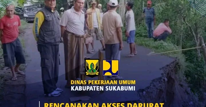 Jalan Penghubung Kecamatan Simpenan – Warungkiara Amblas Tergerus Air Cimandiri, DPU Kab. Sukabumi Wacanakan Akses Darurat
