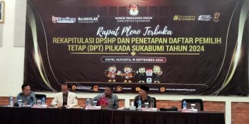 KPU Kab. Sukabumi Gelar Rapat Pleno Rekapitulasi DPSHP, Ini Jumlah Penetapan DPT Pilkada 2024