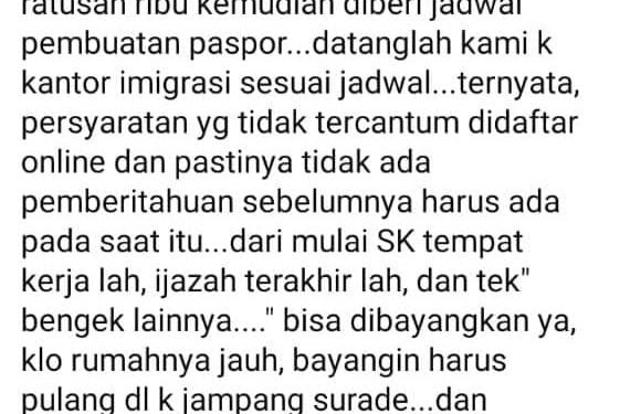 Cetusan Keluhan Pelayanan Paspor di Imigrasi Kelas IIB Sukabumi Viral di Grup Media Sosial, Ini Narasinya