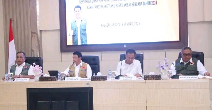 BNPB Gelar Rakor Percepatan Pembangunan Huntap Untuk Korban Bencana di Sukabumi