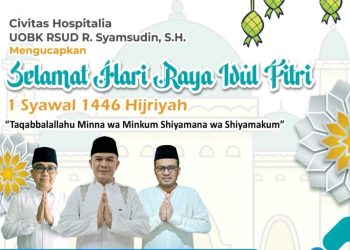 Keluarga Besar Civitas Hospitalia RSUD Syamsudin SH Kota Sukabumi, Mengucapkan Selamat Hari Raya Idul Fitri 1 Syawal 1446 Hijriah/2025.