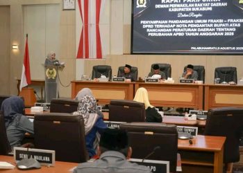 Budi Azhar Mutawali Pimpin Paripurna DPRD Agenda Penyampaian Pandangan Umum Fraksi Terhadap Nota Pengantar Bupati Sukabumi