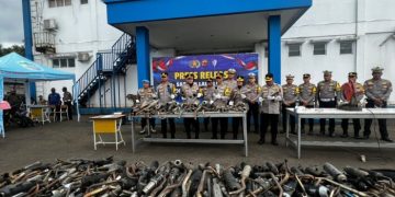 Satlantas Polres Sukabumi Kota Musnahkan 1.538 Knalpot Brong Hasil Penindakan Operasi Zebra Lodaya 2025